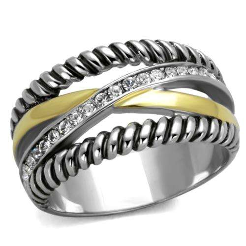 STUNNING STAINLESS STEEL SIMULATED DIAMOND LADIES RING