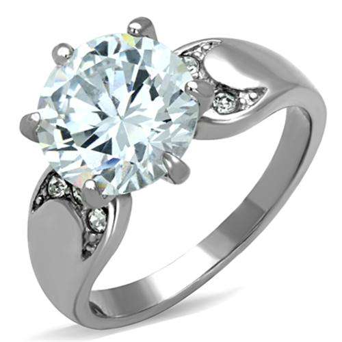 STUNNING STAINLESS STEEL SIMULATED DIAMOND LADIES RING