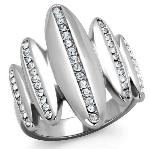 STUNNING STAINLESS STEEL SIMULATED DIAMOND LADIES RING
