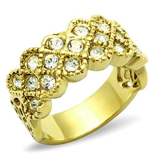 STUNNING YELLOW GOLD PLATED SIMULATED DIAMOND LADIES RING