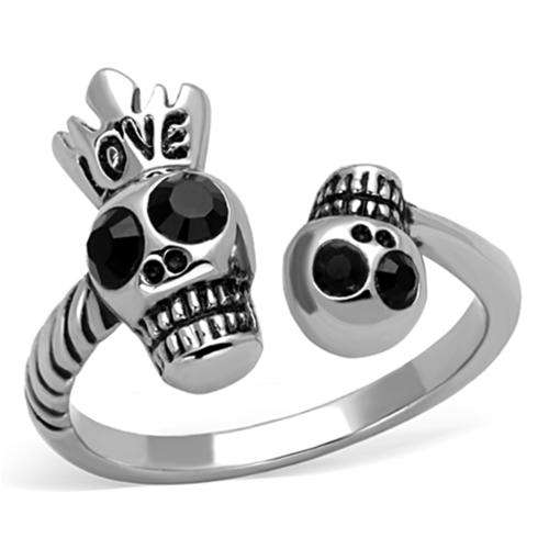 STUNNING STAINLESS STEEL BLACK CRYSTAL LADIES RING