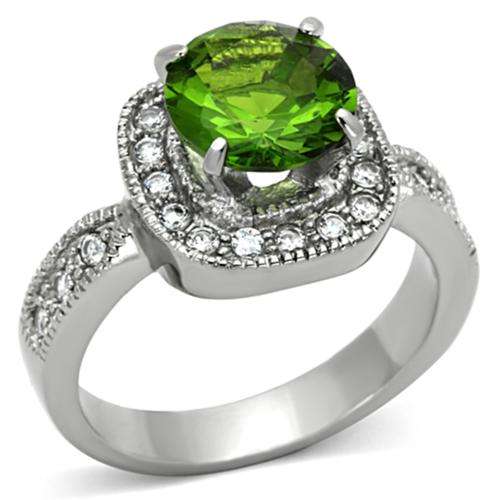 STUNNING STAINLESS STEEL SIMULATED PERIDOT LADIES RING
