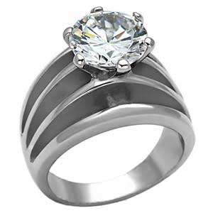 STUNNING STAINLESS STEEL SIMULATED DIAMOND LADIES RING
