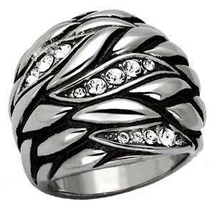 STUNNING STAINLESS STEEL SIMULATED DIAMOND LADIES RING