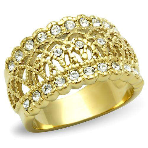 STUNNING YELLOW GOLD PLATED SIMULATED DIAMOND LADIES RING