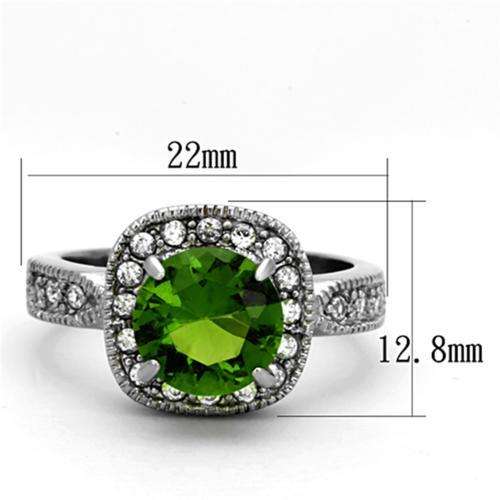 GORGEOUS SIMULATED PERIDOT WHITE GOLD PLATED LADIES RING