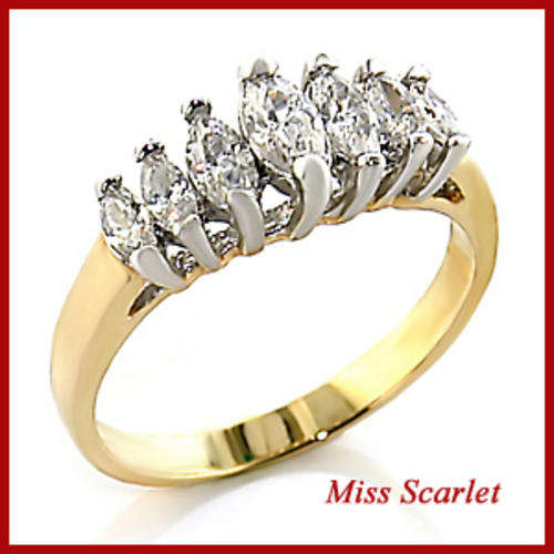 SPARKLING SIMULATED DIAMOND 18K YELLOW GOLD RING - SIZE 10