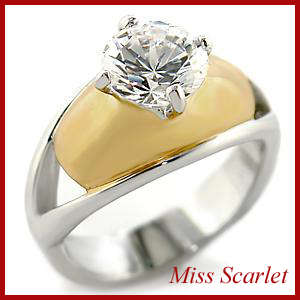 SPARKLING SIMULATED DIAMOND 18K YELLOW GOLD RING - SIZE 8