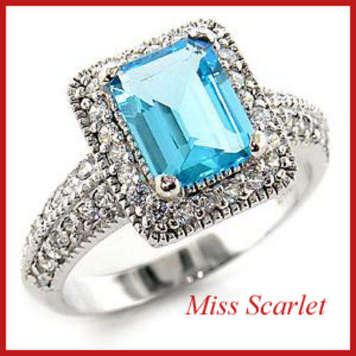 SIMULATED TOPAZ AND SIMULATED DIAMOND RING SIZE 10