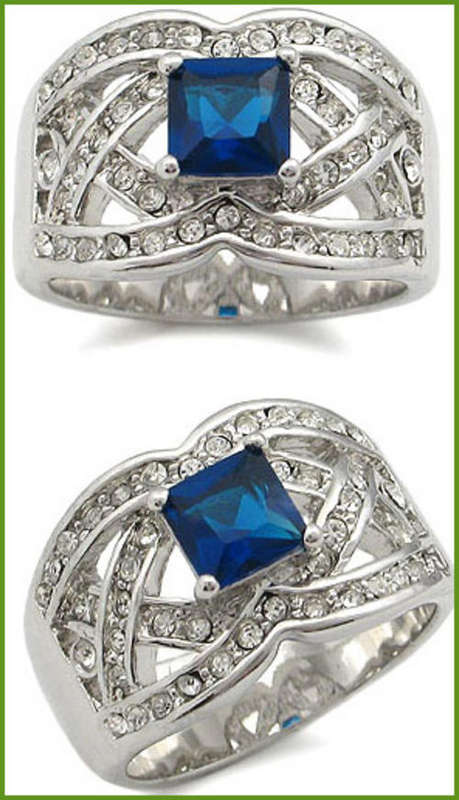 SIMULATED SAPPHIRE LADIES RING