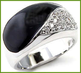 BLACK ENAMEL AND SIMULATED DIAMOND BAND RING & FREE BRACELET!!