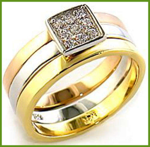 18ct YELLOW GOLD PLATED WEDDING RING SET