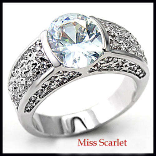 SIMULATED DIAMOND 18KT WHITE GOLD PLATED RING