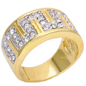 SIMULATED DIAMOND 18KT YELLOW GOLD PLATED RING