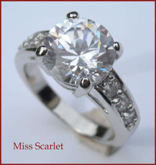 SIMULATED DIAMOND 18KT WHITE GOLD PLATED RING