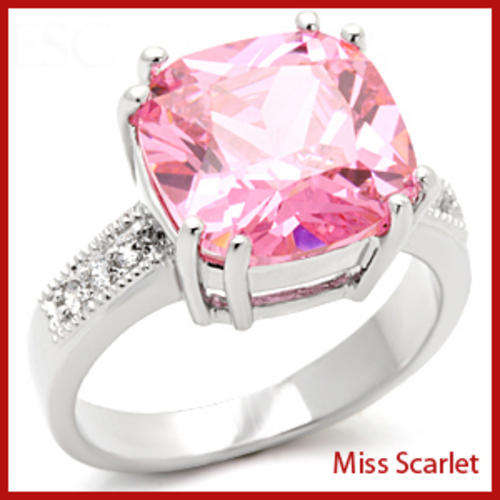 18K WHITE GOLD PLATED SIMULATED PINK TOPAZ RING