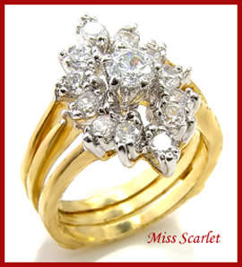 18ct GOLD 0.25ctw SIMULATED DIAMOND WEDDING RING SET - SIZE 6