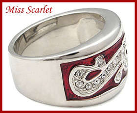 RED ENAMEL AND SIMULATED DIAMOND RING
