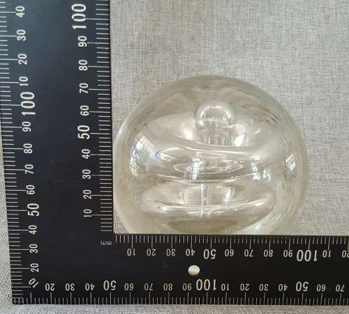 LARGE & HEAVY CLEAR GLASS PAPERWEIGHT WITH INTERNAL VORTEX SPIRAL