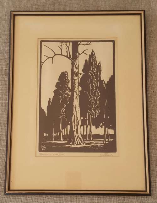 Jacob Hendrik Pierneef (1886-1957) Print of the original linocut  Treestem & Firtrees