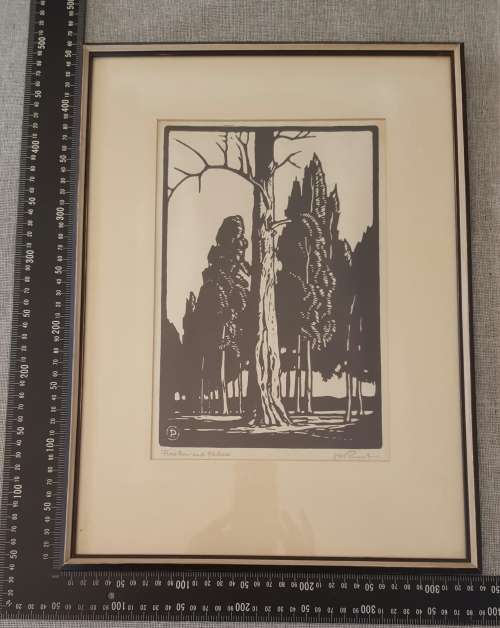 Jacob Hendrik Pierneef (1886-1957) Print of the original linocut  Treestem & Firtrees