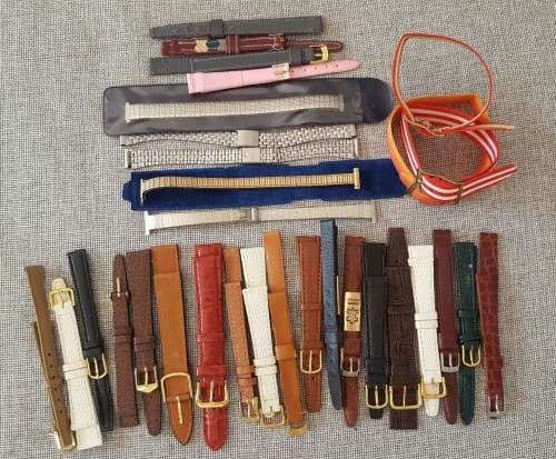 Job Lot of 31 Vintage Leather and Other Watch Straps all in Mint Condition