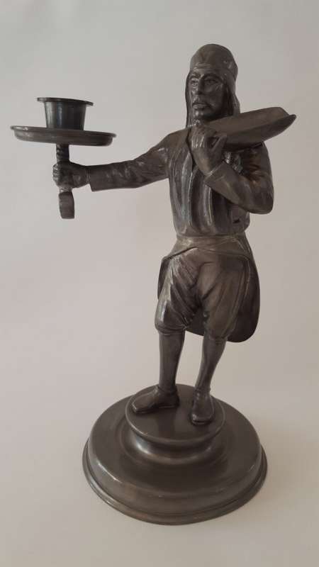 Anton Schreiner, Nabburg, Bayern Pewter Figural Candleholder