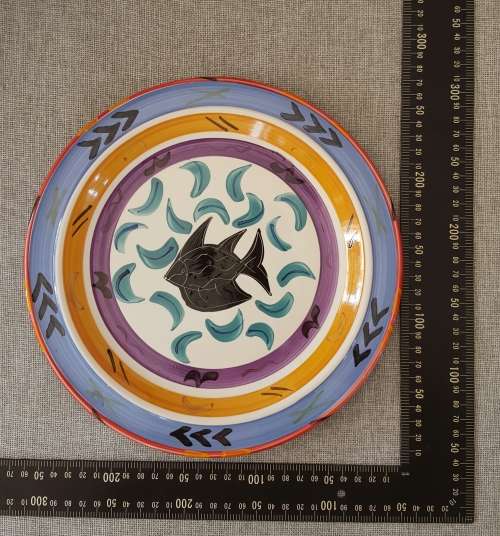 CLEMENTINA VAN DER WALT CERAMIC STUDIO PLATE - "AFRICAN CAFE" - BRIGHT