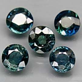 AA+ Brilliant Indicolite Blue- Green Brilliant Ceylon Sapphires. 1.800Cts /   Set of 5 .