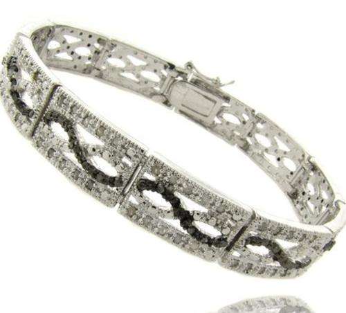 STUNNING GENUINE DIAMOND INFINITY DESIGNER STERLING SILVER BRACELET. 1.000CTS ! VALUE: R12'956.00