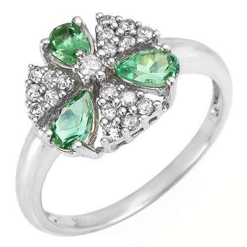 GORGEOUS 10K SOLID WHITE GOLD GENUINE PERIDOT AND  DIAMOND RING!  1.200CTS  VALUE : R12'332.00