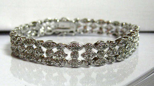 STUNNING GENUINE DIAMOND STERLING SILVER DESIGNER BRACELET. 1.000CTS ! VALUE: R13'027.00