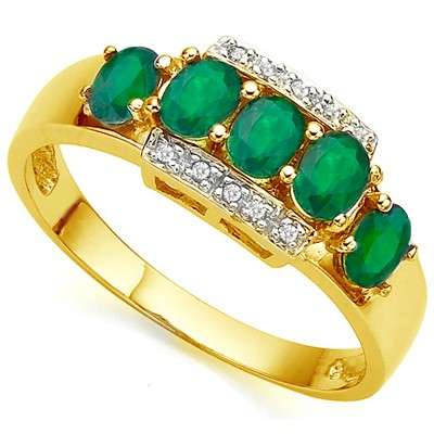 STUNNING!!! 10K SOLID YELLOW GOLD COLOMBIAN EMERALD AND DIAMOND RING! 1.000CTS VALUE : R17'212.00