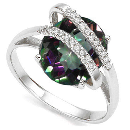 GORGEOUS  10K SOLID WHITE  GOLD MYSTIC TOPAZ AND DIAMOND  RING! 4.800CTS  VALUE : R15'331.00