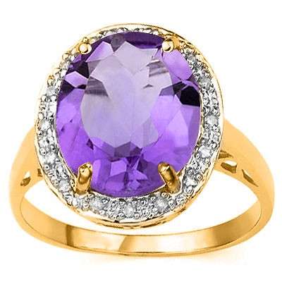 *In Stock* 10K SOLID YELLOW GOLD AMETHYST & DIAMOND RING! 3.920CTS VALUE : R15'221.00