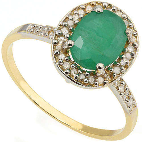 STRIKING!! 10K SOLID YELLOW GOLD COLOMBIAN EMERALD AND DIAMOND RING! 1.350CTS VALUE : R18'667,00