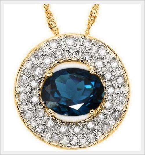 STRIKING!! 10K SOLID YELLOW GOLD BRAZILIAN TOPAZ & DIAMOND PENDANT! 1.800CTS VALUE : R21'213.00