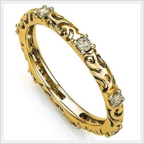 GORGEOUS 10K SOLID YELLOW GOLD DIAMOND DESIGNER ETERNITY RING 0.400CTS VALUE : R21'445.00