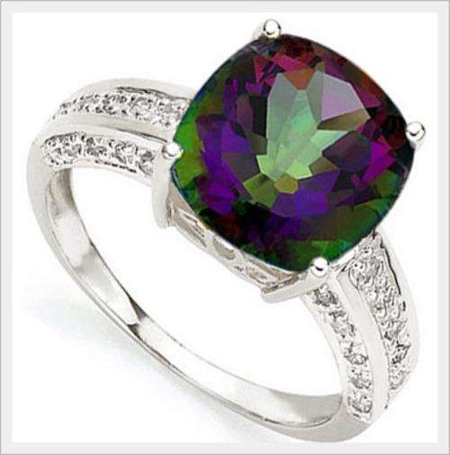 STRIKING! 18K SOLID WHITE GOLD MYSTIC TOPAZ AND DIAMOND RING! 3.760CTS VALUE : R28'921.00