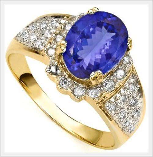 GORGEOUS 14K SOLID YELLOW GOLD A++ TANZANITE AND DIAMOND RING! 1.710CTS VALUE : R27'113.00