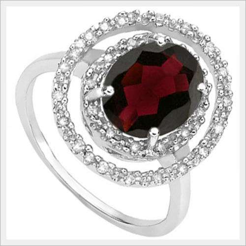 STRIKING!! 10K SOLID WHITE  GOLD GARNET  & DIAMOND RING !  2.860CTS  VALUE : R15'612.00