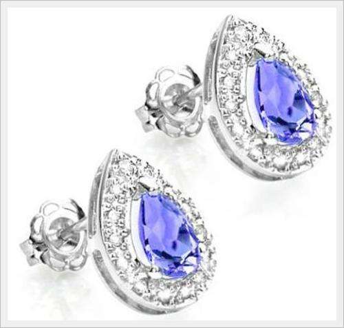 STRIKING 10K SOLID WHITE GOLD TANZANITE AND DIAMOND EARRINGS! 0.800CTS VALUE : R17'112.00