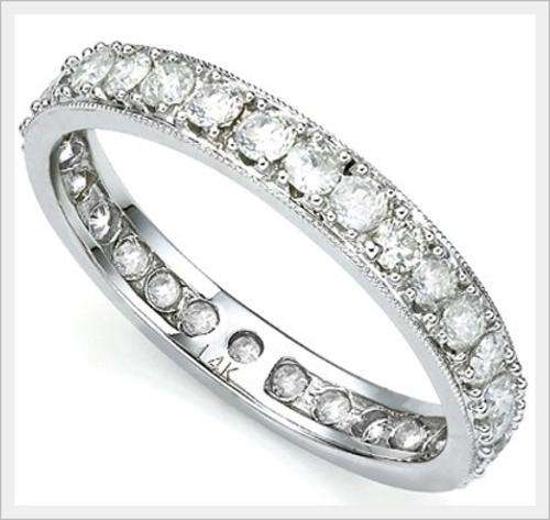 CERTIFIED 14K SOLID WHITE GOLD DIAMOND ETERNITY RING 1.100CTS VALUE : R33'221.00
