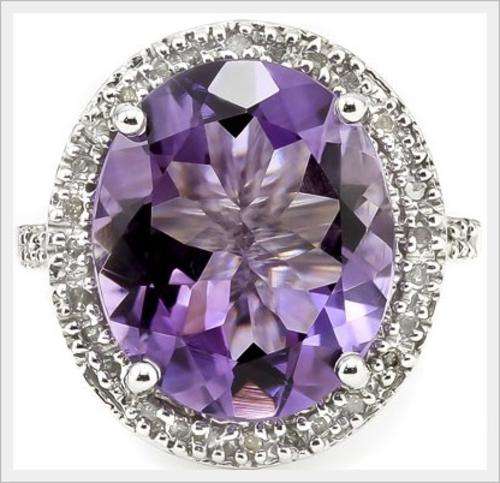 *IN STOCK* 10K SOLID WHITE GOLD BRAZILIAN AMETHYST AND DIAMOND RING! 6.700CTS! ERV: R17'212.00