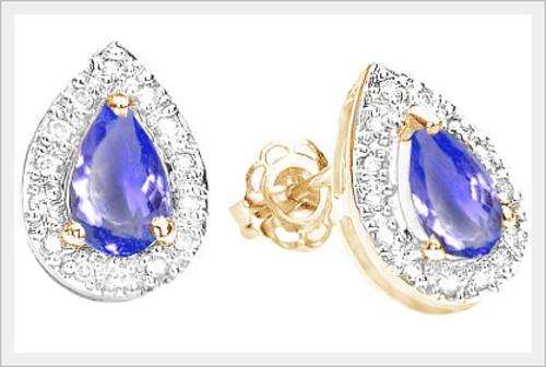 *I.S.* 10K SOLID YELLOW GOLD TANZANITE AND DIAMOND EARRINGS! 0.900CTS VALUE : R19'132.00
