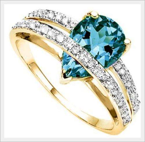 STRIKING 10K SOLID YELLOW GOLD BRAZILIAN TOPAZ & DIAMOND RING ! 2.450CTS VALUE : R17'132.00