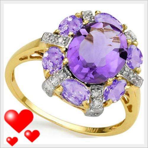 *I.S.* 10K SOLID YELLOW GOLD BRAZILIAN AMETHYST AND DIAMOND RING! 3.550CTS ERV: R14'267.00