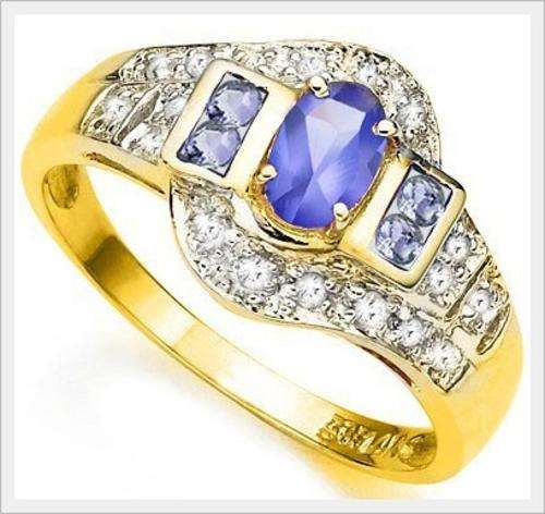 STRIKING! 10K SOLID YELLOW GOLD TANZANITE AND DIAMOND RING! 0.750CTS VALUE : R16'332.00