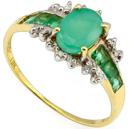 STUNNING 10K SOLID YELLOW GOLD EMERALD AND DIAMOND RING! 1.080CTS VALUE : R14'332.00
