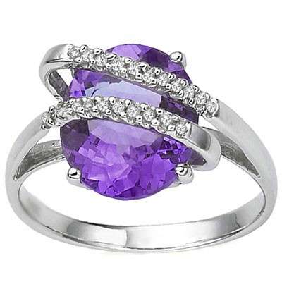 GORGEOUS 10K SOLID WHITE GOLD AMETHYST AND DIAMOND RING! 4.800CTS VALUE : R15'331.00